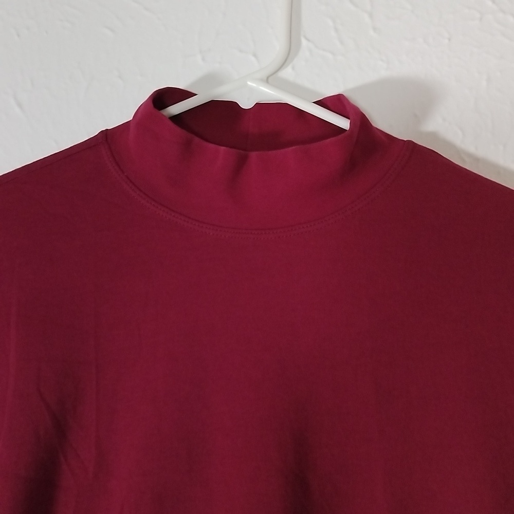 White Stag Mock Turtle Neck Long Sleeve Maroon Top Size XL - Picture 2 of 6